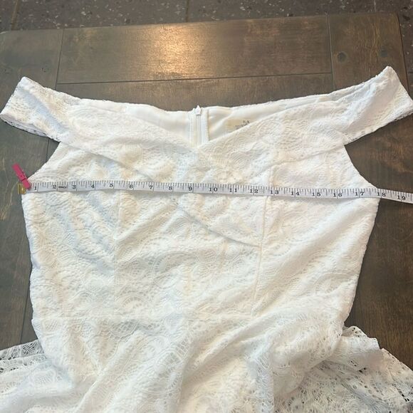 HomRain Elegant Lace Floral Wedding Guest Off The Shoulder High Low Dress - Picture 12 of 16